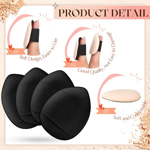 Miniatura 4 de Gerrii 72 piezas de mini soplo de polvo, esponja de maquillaje de dedos, esponja suave para maquillaje, maquillaje para base, polvo facial, ajuste
