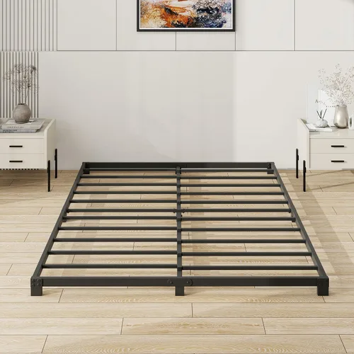 Miniatura 12 de Marco de cama de 3 pulgadas, tamaño matrimonial, perfil bajo, plataforma de alta resistencia, no necesita somier, fácil montaje, sin ruido