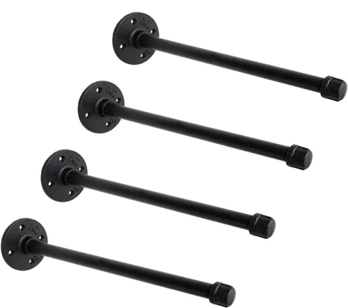 Miniatura 13 de Soportes industriales de tubo de hierro negro de 1/2 pulgada, soporte rústico para colgar en la pared, soportes de tubo personalizados para estantes