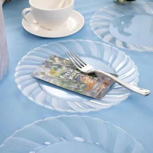 Miniatura 5 de U-QE 60 piezas de platos de plástico transparente - Platos desechables transparentes de 10.25 pulgadas - Platos lavables y reutilizables - Platos