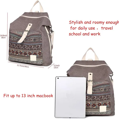 Miniatura 7 de Mochila casual y moderna para mujeres, ligera, con correas para los hombros, ideal como bolsa de viaje o mochila para el uso diario