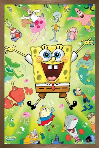 Miniatura 17 de Trends International Nickelodeon Bob Esponja - Póster de pared de explosión, 14.725 x 22.375 pulgadas, versión enmarcada de madera de granero