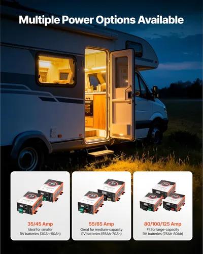 Miniatura 6 de VEVOR Convertidor de energía para RV, 80 amperios, 110V AC a 12V DC Cargador de batería para RV, Carga inteligente de múltiples etapas, Rango