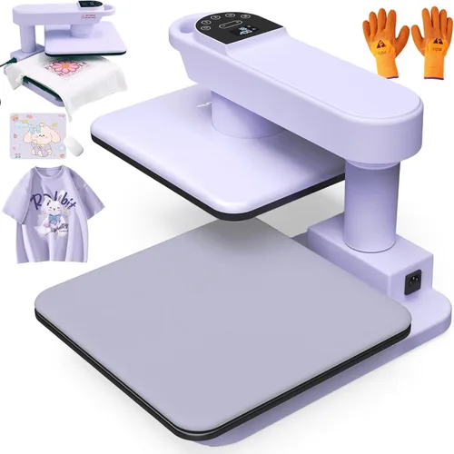 Whubefy Prensa de Calor Automática Giratoria 360° 15x15 - Máquina Profesional Automática de Prensa para Camisetas con Liberación Automática y 7