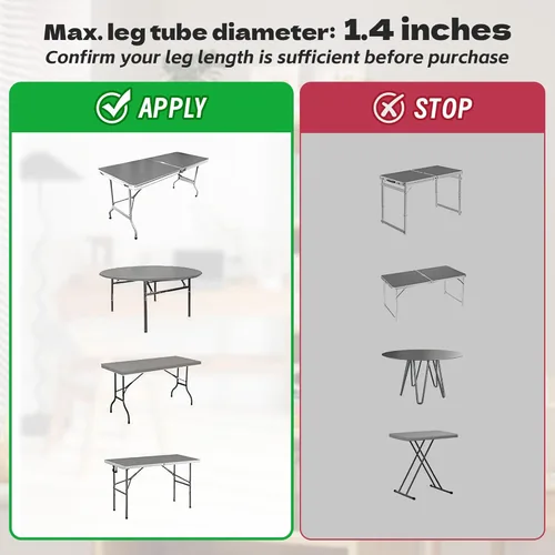 Miniatura 6 de ZhouDaShu Extensores de patas de mesa para mesas plegables, extensiones de patas de mesa para patas dobladas y rectas, elevadores de patas de mesa