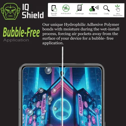 Miniatura 4 de IQShield Paquete de 2 protectores de pantalla para Google Pixel 7, fácil instalación, antiarañazos, antiburbujas, película de TPU transparente