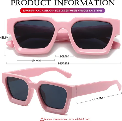 Miniatura 29 de AIEYEZO Gafas de sol cuadradas para mujeres y hombres, gafas de sol cuadradas con montura gruesa, estilo de diseñador simple