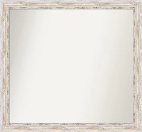 Miniatura 257 de Amanti Art Espejo de baño blanco para sobre el fregadero, 30 x 35 pulgadas, espejo de tocador rectangular estrecho de Eva de oro blanco, marco