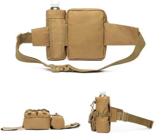 Miniatura 3 de Riñonera táctica con soporte para botella de agua, versátil e impermeable, riñonera militar, cinturón de utilidad para senderismo al aire libre