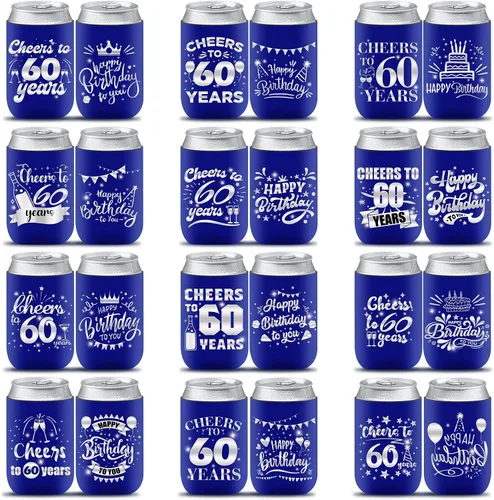 Miniatura 8 de Decoración de manga enfriadora de latas de cumpleaños número 16, 24 piezas de recuerdos de fiesta para niñas y niños, suministros de decoración