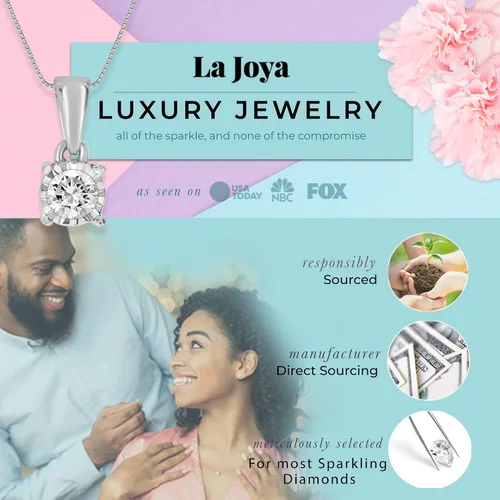Miniatura 3 de La Joya Collares de diamantes cultivados en laboratorio de 110-16 quilates para mujer Juego de ilusión collar de un solo diamante en plata de ley