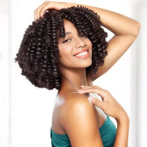 Miniatura 38 de MIMAN - 3 paquetes de trenzas de cabello rizado corto a crochet de 10 pulgadas, extensiones de trenzado sintético de 6 mm para peinado de mohawk