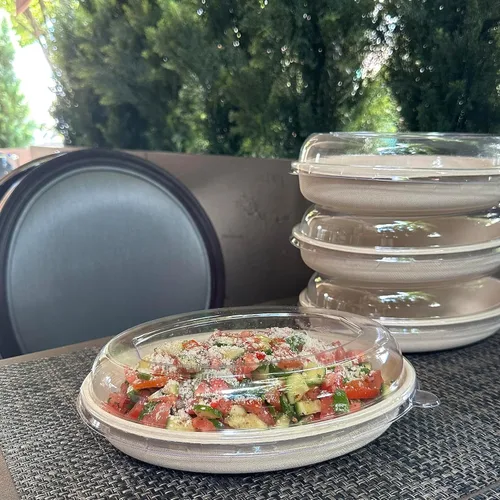 Miniatura 8 de Cuencos de burrito ovalados desechables de fibra compostable de 32 onzas con tapas de cúpula, resistentes, ecológicos, bagazo natural sin blanquear