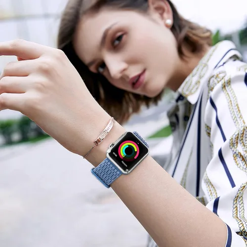 Miniatura 6 de Correa deportiva compatible con Apple Watch Band de 1.496 in, 1.575 in, 1.654 in, 1.732 in, iWatch Series 6 5 SE 4 3 2 1, correa de nailon con azul