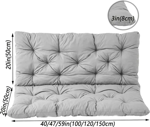 Miniatura 2 de Cojines de banco para interiores y exteriores, cojines de asiento de columpio de jardín de 2 o 3 asientos con respaldo, cojines de repuesto