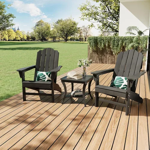 Miniatura 3 de PeakPursuit Silla Adirondack HDPE para patio, silla de césped con textura de madera, muebles de patio al aire libre para jardín y terraza