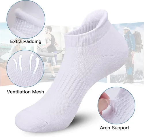 Miniatura 2 de Felicigeely Calcetines deportivos de tobillo para correr, de corte bajo, transpirables, acolchados, con pestañas, para hombres y mujeres, 6 pares