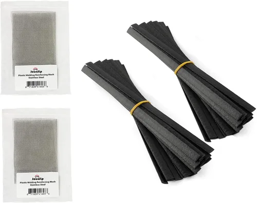 JOUNJIP Varillas de soldadura PolyPlaz + malla de alambre, incluye un paquete de 40 varillas de soldadura de cinta plana PolyPlaz negra y un paquete