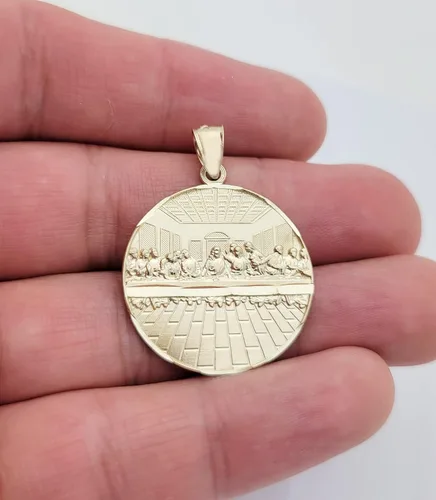 Miniatura 4 de AMZ Jewelry Medallón de la última cena de oro amarillo de 10 quilates, Oro