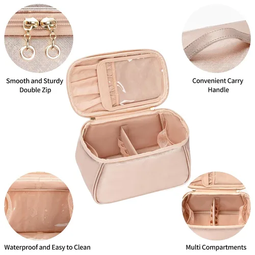 Miniatura 4 de OCHEAL Bolsa de maquillaje grande, bolsa organizadora de maquillaje, bolsas de cosméticos para mujer, bolsa de viaje para artículos de aseo