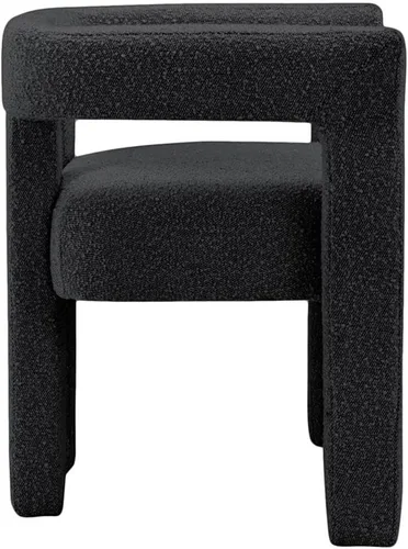 Miniatura 4 de Meridian Furniture Colección Athena Moderna Contemporánea Silla de Acento Comedor Tapizada en Tela Boucle, 25" An x 21" Pr x 27" Al, Negro