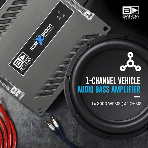 Miniatura 4 de Banda Ice X 3001-1 Canal 3000 Watts RMS 1 Ohm Amplificador para Coche