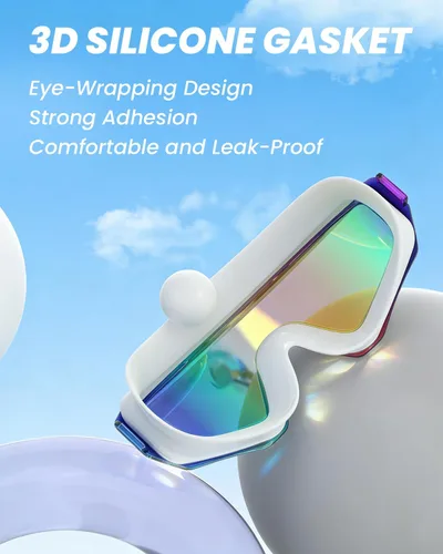 Miniatura 7 de Paquete de 2 gafas de natación para adultos, hombres y mujeres, protección UV antivaho sin fugas, visión amplia de 180°, visión clara, gafas