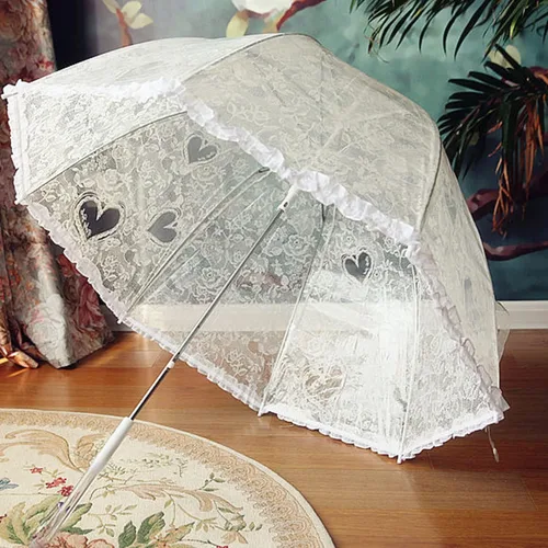 Miniatura 3 de Siepasa Paraguas transparente de burbujas para mujer paraguas de cúpula transparente con mango clásico de gancho para bodas de caballeros y damas