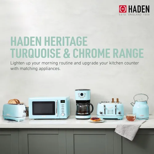 Miniatura 5 de Haden Heritage - Hervidor de agua eléctrico de acero inoxidable de 1,7 litros, hervidor de agua caliente con base de 360 grados y apagado Turquesa
