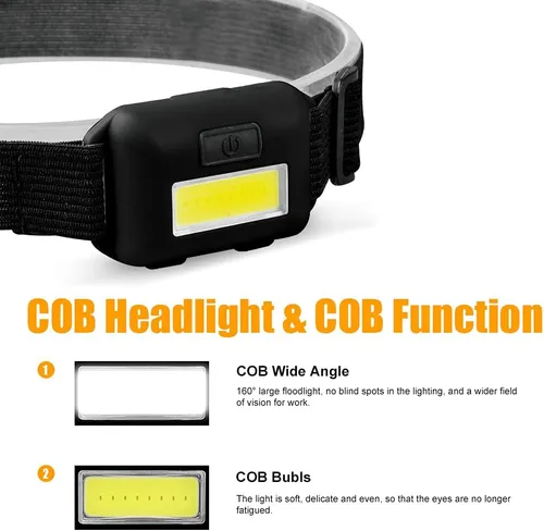 Miniatura 3 de Paquete de 8 faros LED para adultos y niños, 1.1 onzas/1.09 oz, lámpara de inundación COB ultra brillante con 3 modos, 24 pilas AAA, linterna