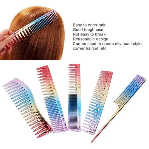 Miniatura 2 de Peine de pelo de arco iris, peine de cola de rata, peine de cola de rata, peine desenredante de dientes anchos y peine antiestático para la mayoría