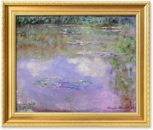 Miniatura 30 de IPIC - Reproducción artística de los lirios de agua de Claude Monet 1906, impresiones giclée coinciden con el marco dorado clásico, arte de pared