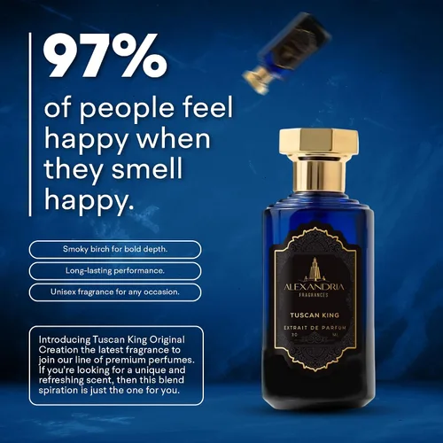 Miniatura 2 de Alexandria Fragrances Perfume Tuscan King – Eau de Parfum de larga duración para hombres y mujeres – Colonia para hombre con frambuesa, cuero, piña