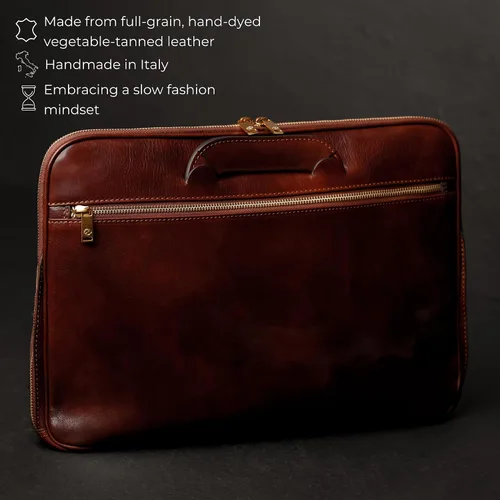 Miniatura 4 de Time Resistance Maletín de cuero delgado - Bolsa de cuero italiana hecha a mano para computadora - Maletín para hombre y mujer - Bolsa para laptop