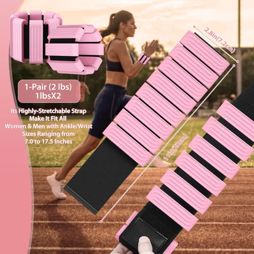 Miniatura 5 de Pesas de muñeca y tobillo de Pilates para mujeres - Brazaletes con peso ajustables para hombres, bandas de brazo con peso de 2 libras, pesas de pie