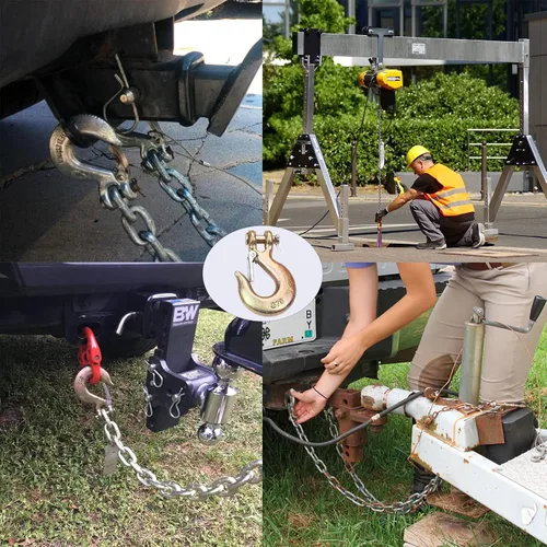 Miniatura 7 de Paquete de 4 ganchos deslizantes de horquilla, gancho de seguridad de horquilla de 5/16 pulgadas con pestillo de seguridad, gancho de cadena G70