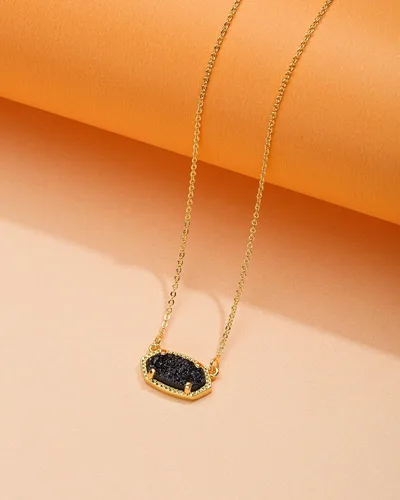 Miniatura 3 de Collar con colgante de drusa natural hecho a mano, cadena chapada en oro de 14 quilates para mujer