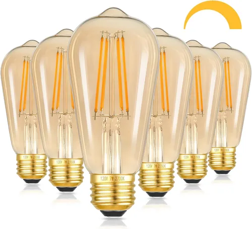 Miniatura 12 de Kondras - Bombillas LED regulables con diseño vintage, 4 W equivalentes a 40 W, bombillas de filamento LED ST58 con diseño antiguo, bombillas LED