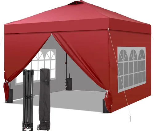 Miniatura 31 de GDY Tienda de campaña desplegable de 10 x 10 pies, gazebo para exteriores con 4 bolsas de arena, toldo fácil de instalar con 3 alturas ajustables