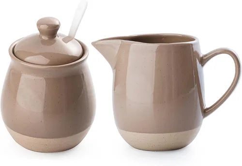 Miniatura 8 de famiware Milkyway Cremera de 13 onzas con asa, jarra de cerámica para café/leche/salsa/servir/ensalada, dispensador de gres para jarabe de arce