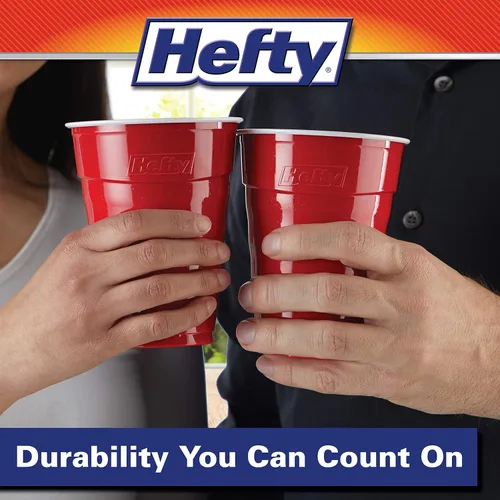 Miniatura 4 de Hefty - Vasos desechables de plástico rojos, 9 onzas, 50 unidades (paquete de 12), 600 en total