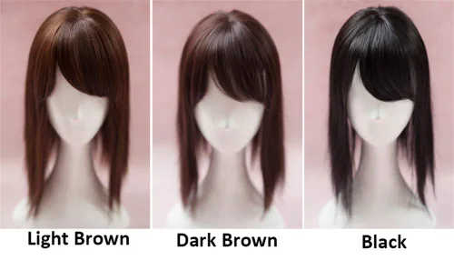 Miniatura 3 de Extensiones de pelo de 14 pulgadas con flequillo lateral para mujer, parte superior sintética para pérdida de cabello, cabello con clip, marrón