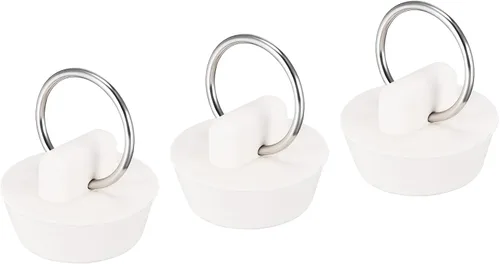 uxcell Tapón de goma para fregadero, tapón de drenaje blanco para drenaje de 1 a 1-1/16 pulgadas con anillo para colgar para tina, cocina y baño, 3
