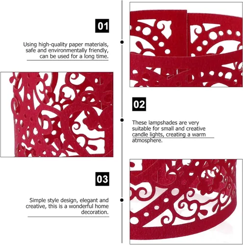 Miniatura 3 de Uonlytech 50 unidades de portavelas de papel rojo, envolturas votivas para velas votivas, pantallas huecas para batería LED, velas de candelita