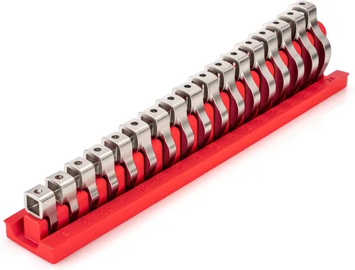 TEKTON WCF95201 - Juego de llaves para racores de 3/8 pulgada con estante, 17 unidades (8-24 mm) | Fabricado en EE. UU