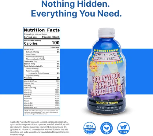 Miniatura 3 de Hollywood Miracle Diet Dieta de 48 horas, mezcla natural de bebida y fruta-32 oz