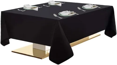 Urby Mantel negro para mesas rectangulares de 4 a 6 pies con capacidad para 4 a 6 personas, bueno para mesa de comedor. Fiestas de buffet. Lavable a
