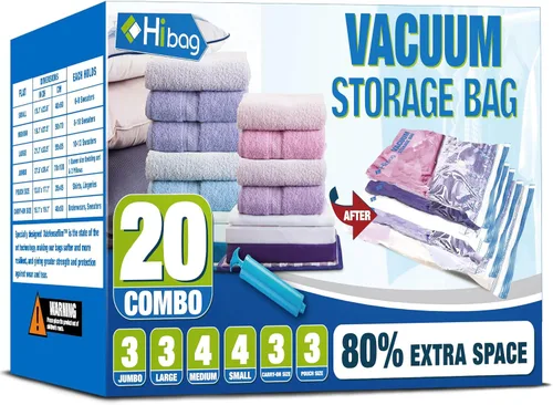 Miniatura 15 de HIBAG Bolsas de Almacenamiento al Vacío con Sellado, 10 Bolsas Jumbo Ahorradoras de Espacio con Sellador al Vacío para Ropa, Edredones, Mantas, Ropa