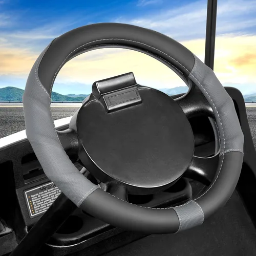 Miniatura 8 de 10L0L Funda para volante de carrito de golf de 13 pulgadas para EZGO TXT y RXV, piel sintética antideslizante y sensación de agarre cómodo, negro