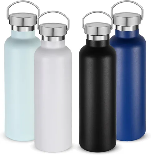 Miniatura 42 de Volhoply 24 onzas Botella de agua aislada con boca estándar con tapa de combinación de plástico y acero inoxidable, botellas de agua de 304 18/8